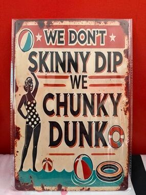 Funny Vintage Metal Wall Sign – “Chunky Dunk” Beach Decor - 8x12